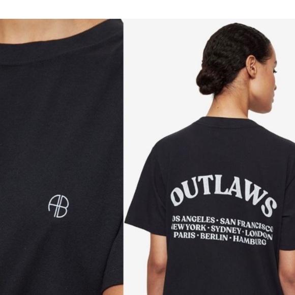 Anine Bing Tops - NEW NWT ANINE BING Lili Outlaws Tee Faded Black White T-Shirt